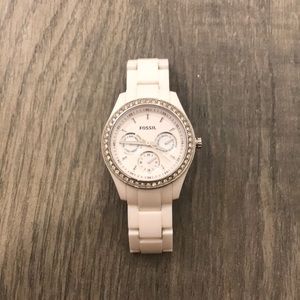 White Fossil Watch